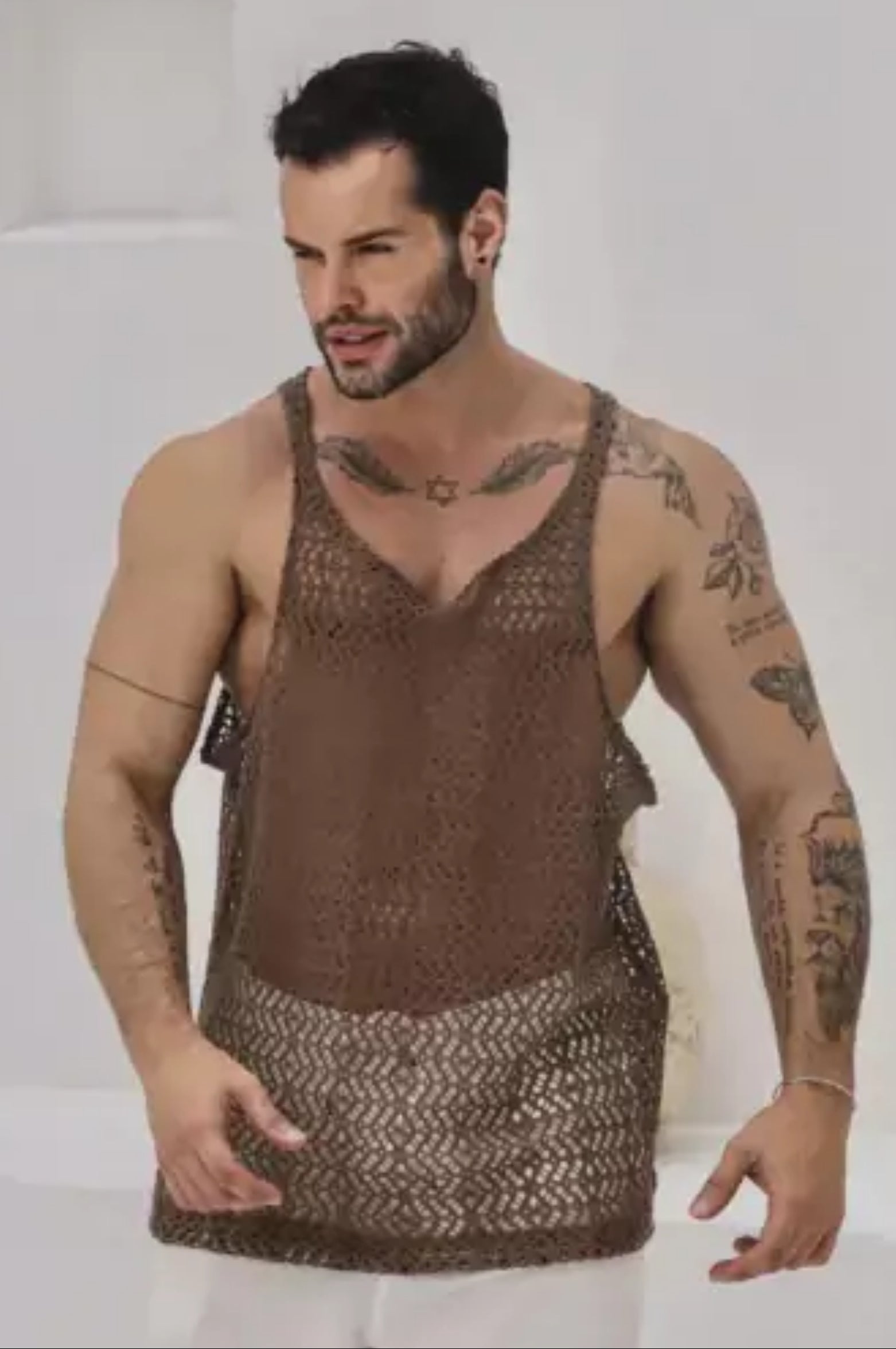 Regata Crochê Marrom - Up