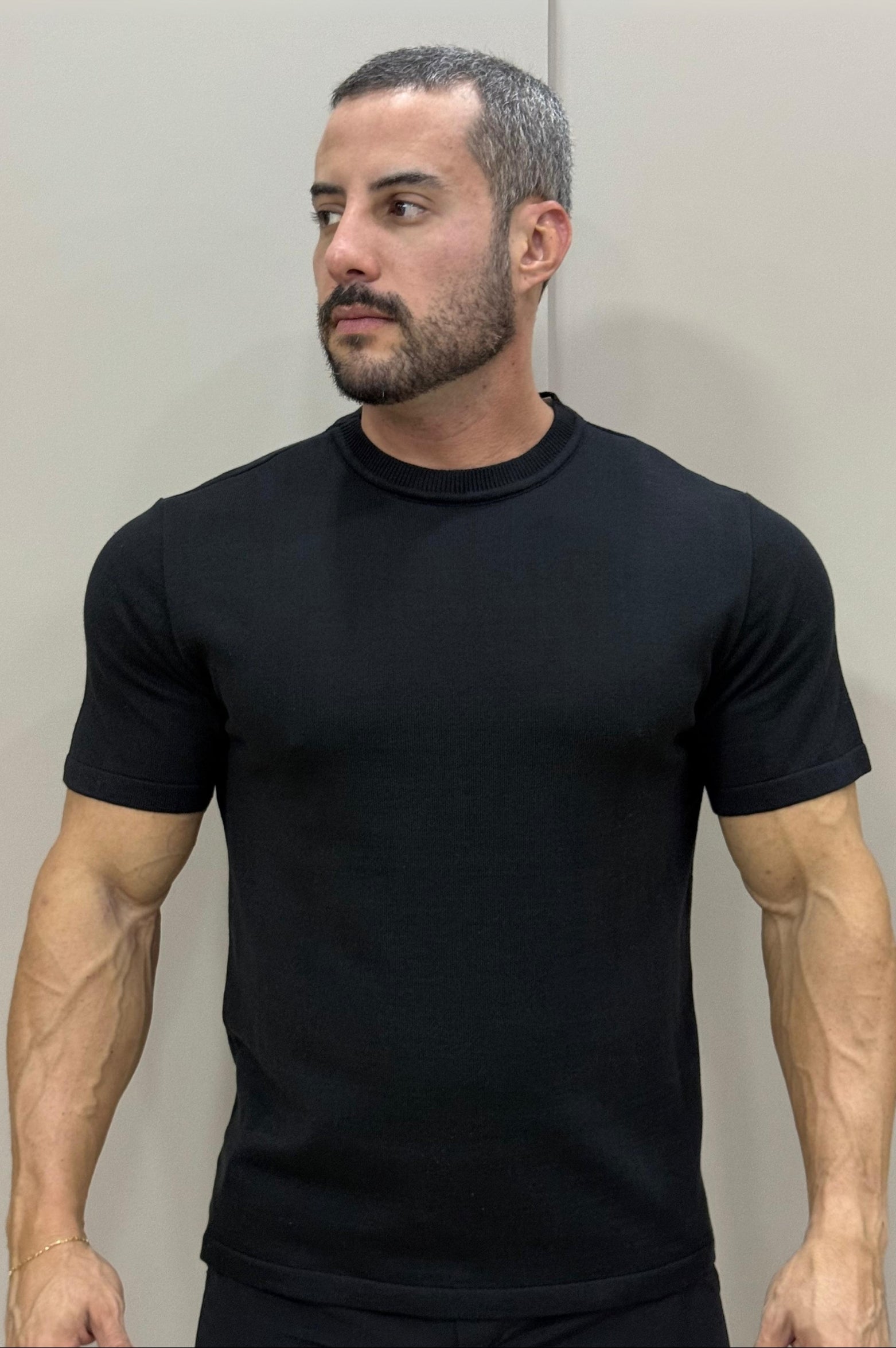 Camiseta Tricot Slim Preto - Up
