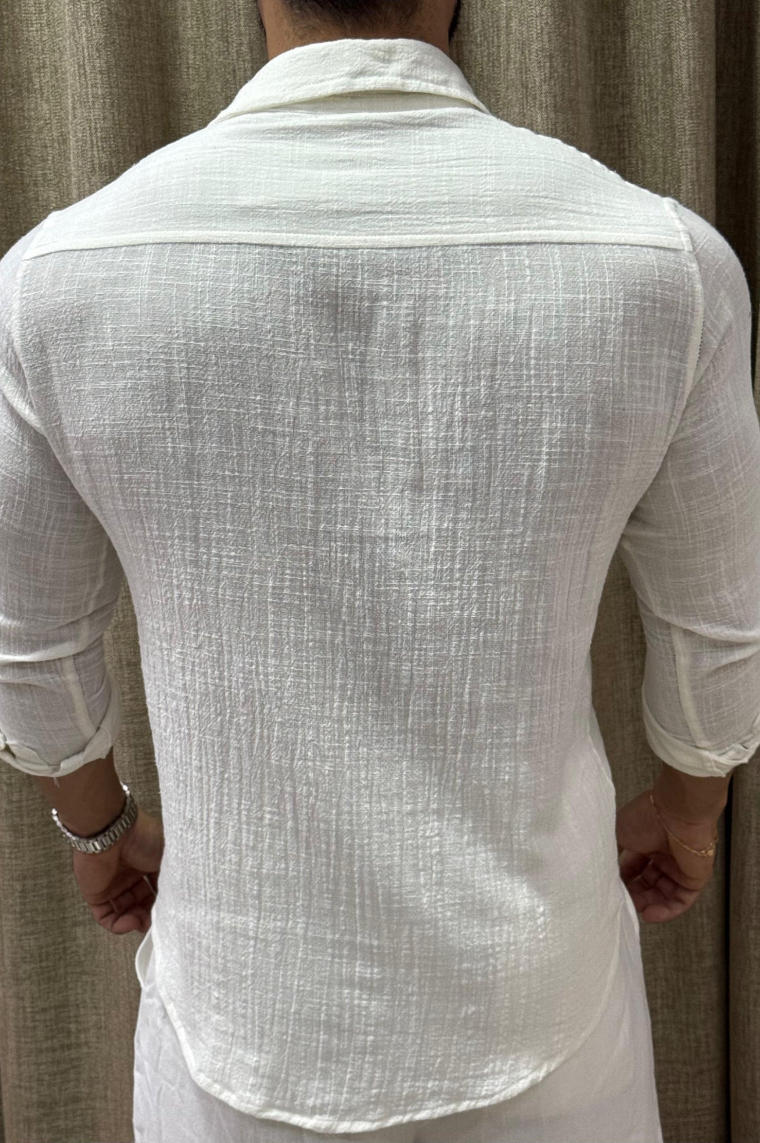 Camisa Algodão Rústico Branco Manga Longa - Up