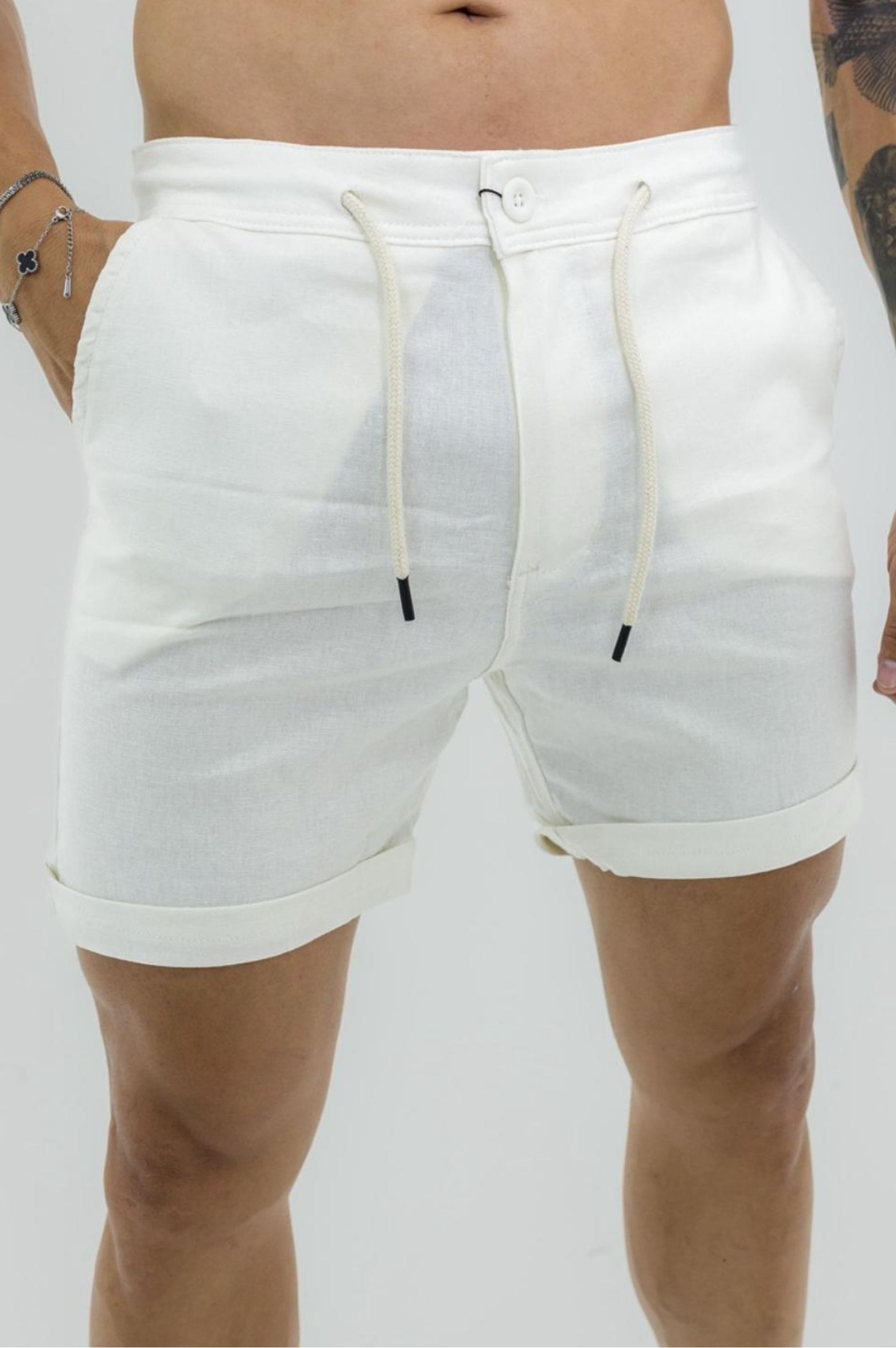 Bermuda Dubai Linho com Elastano Branco - Up