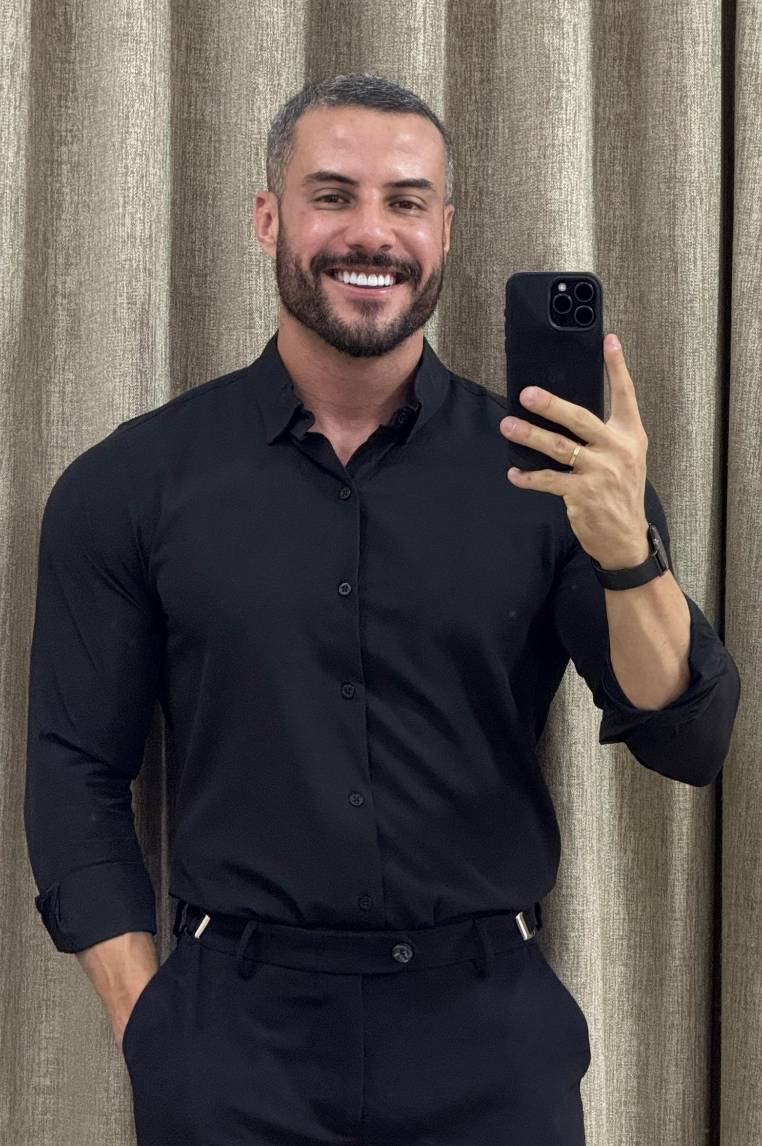 Camisa Social Tecnológica Preto - Up