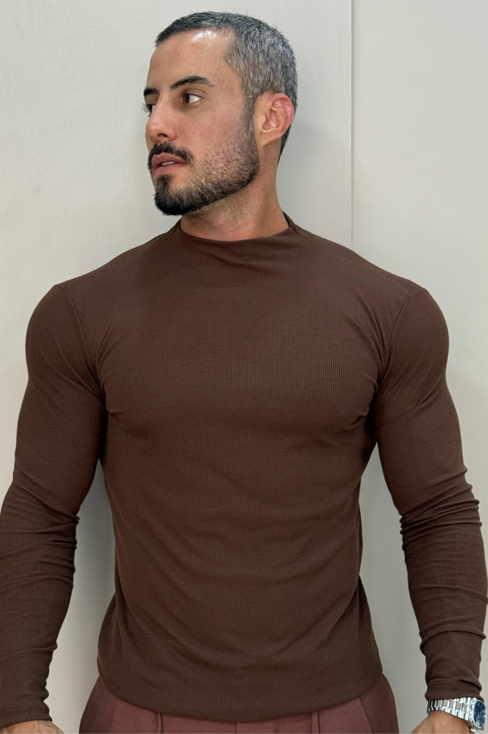 Camisa Aura Marrom Manga Longa - Up