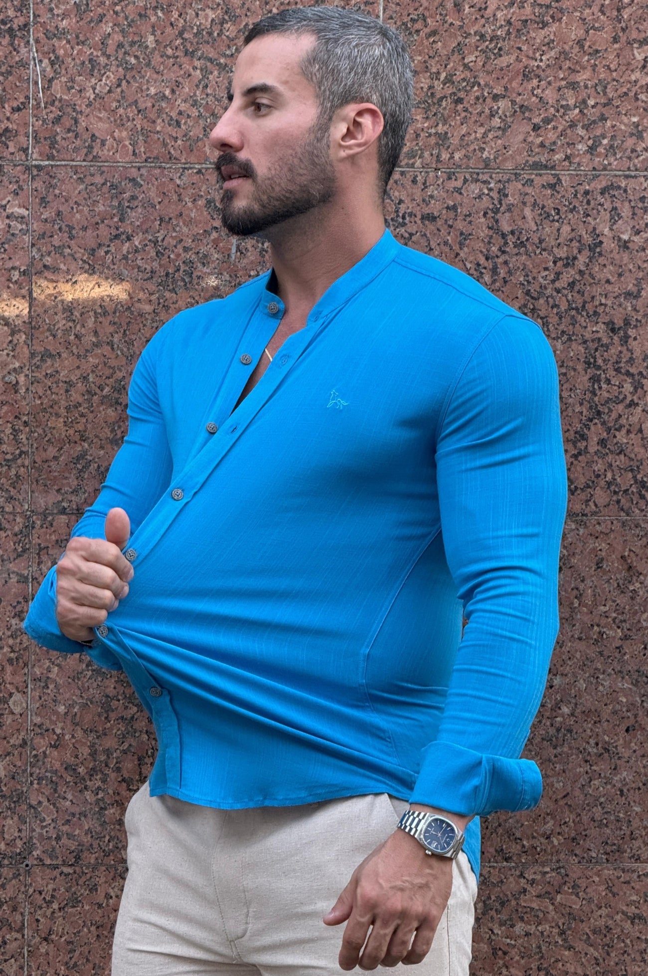 Camisa Resort Gola Padre Manga Longa - Up