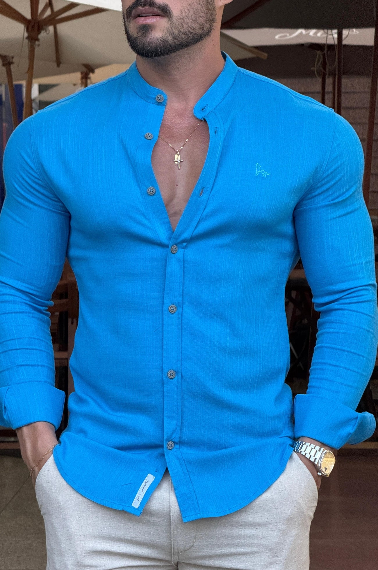 Camisa Resort Gola Padre Manga Longa - Up