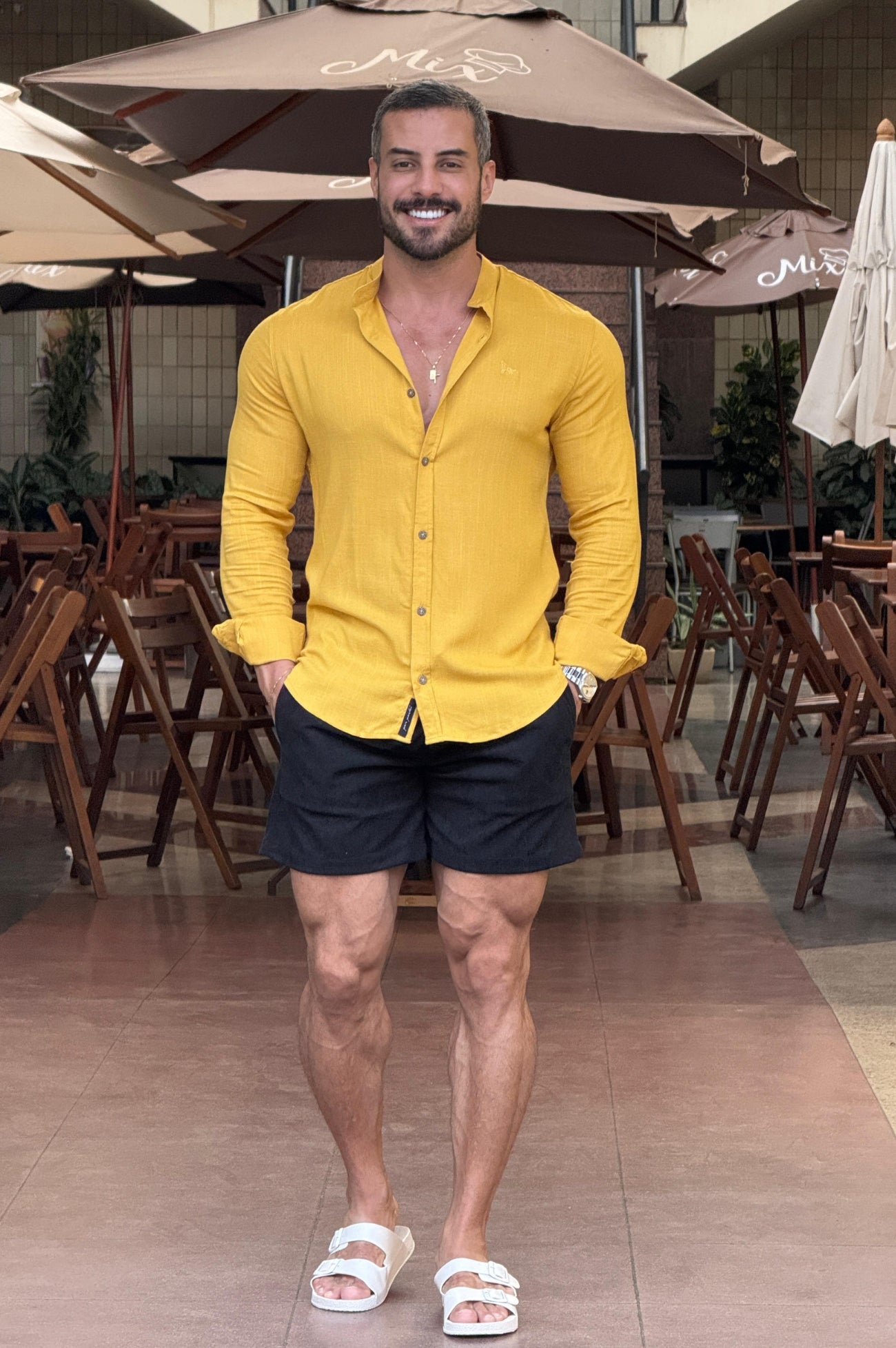 Camisa Resort Gola Padre Manga Longa - Up
