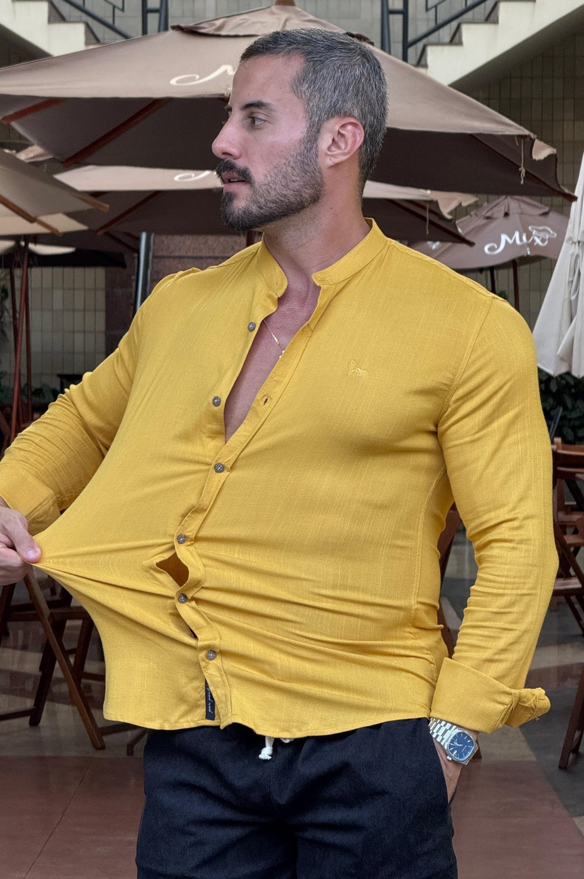 Camisa Resort Gola Padre Manga Longa - Up