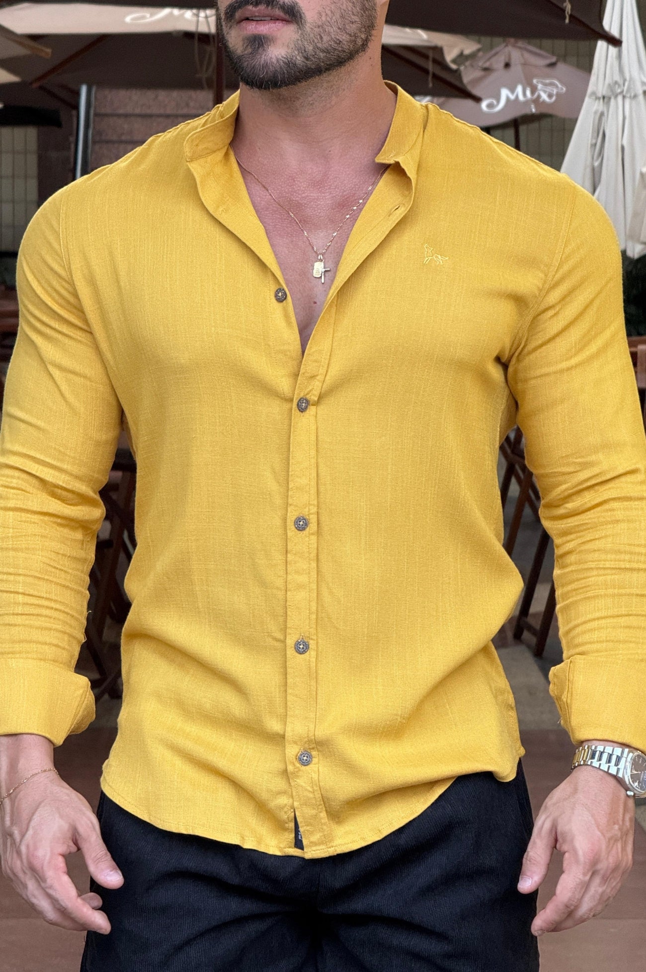 Camisa Resort Gola Padre Manga Longa - Up