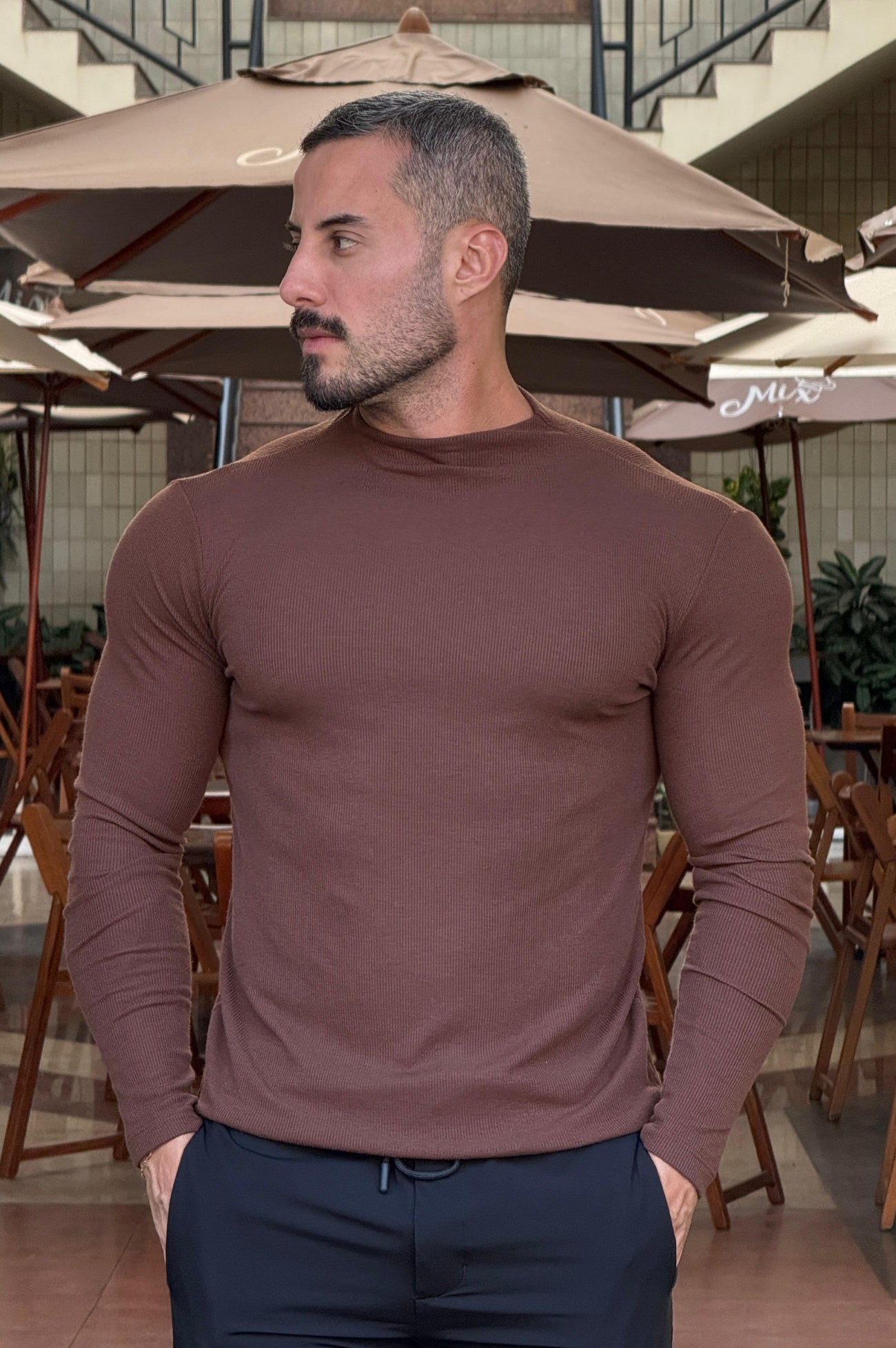 Camisa Aura Marrom Manga Longa - Up