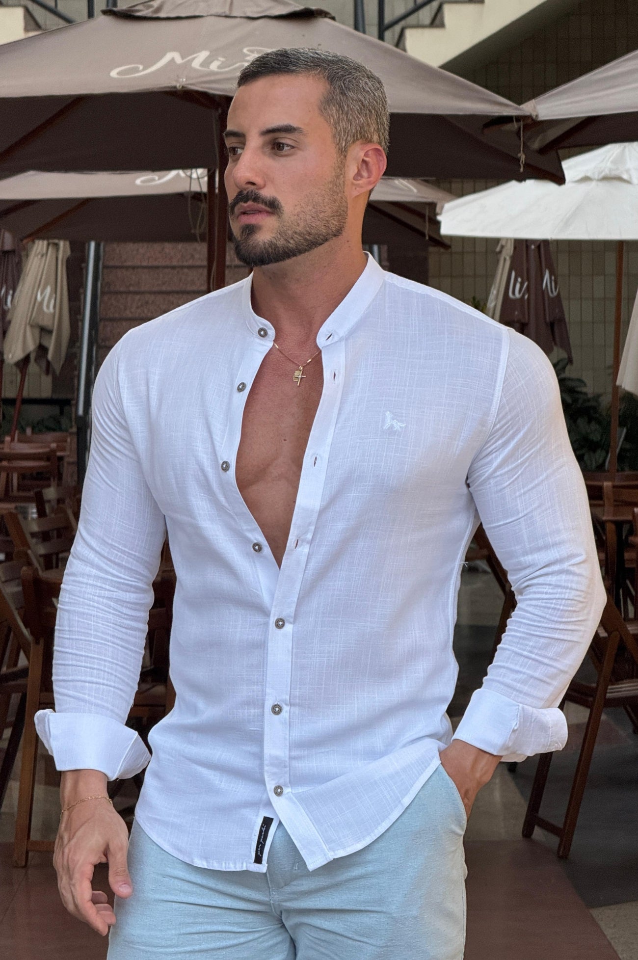 Camisa Resort Gola Padre Manga Longa - Up