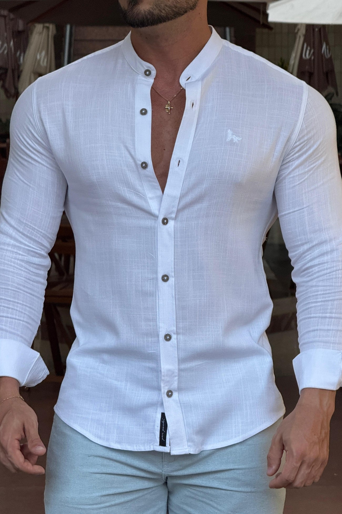 Camisa Resort Gola Padre Manga Longa - Up