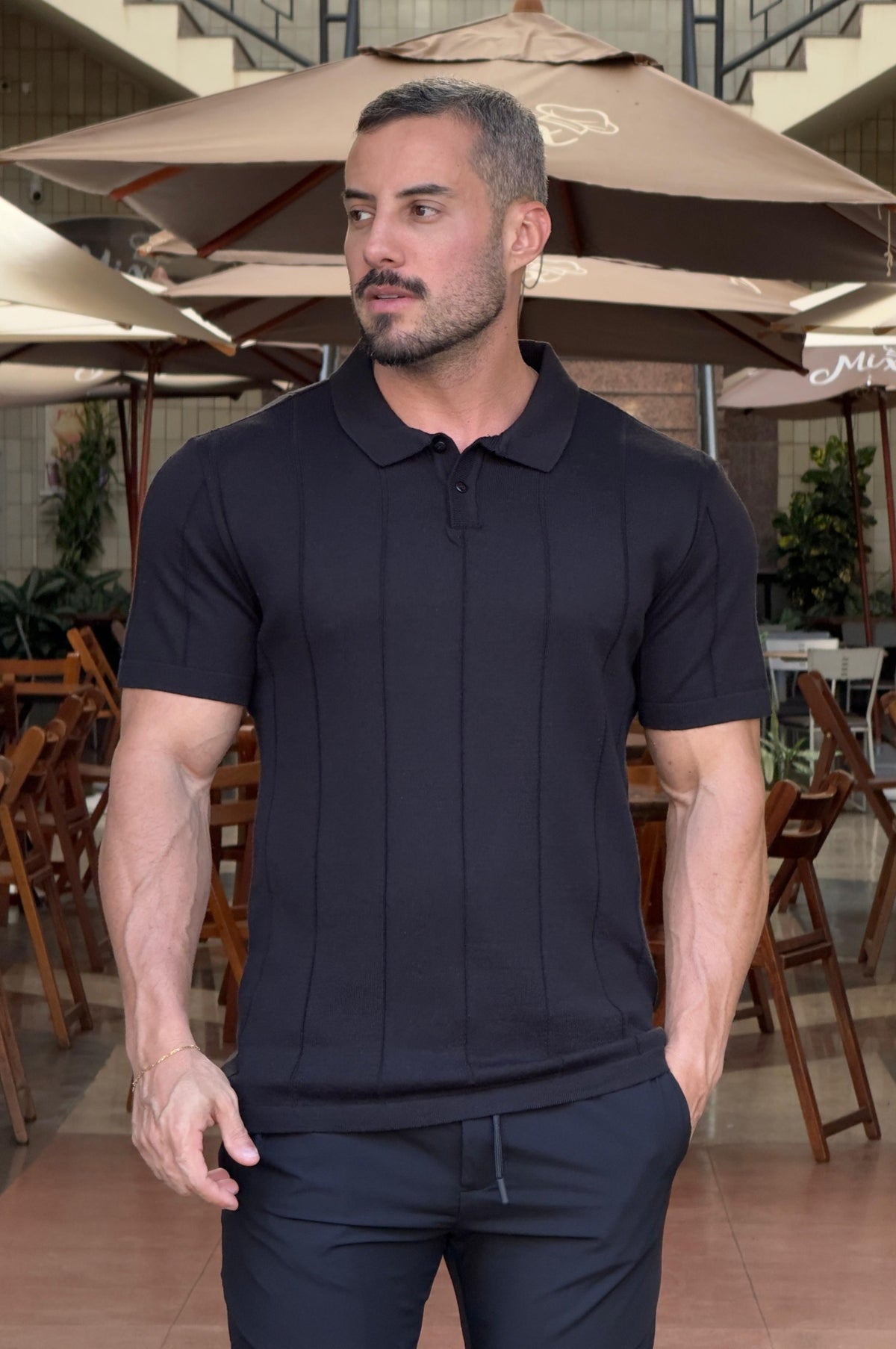 Camisa Polo Tricot Preto - Up