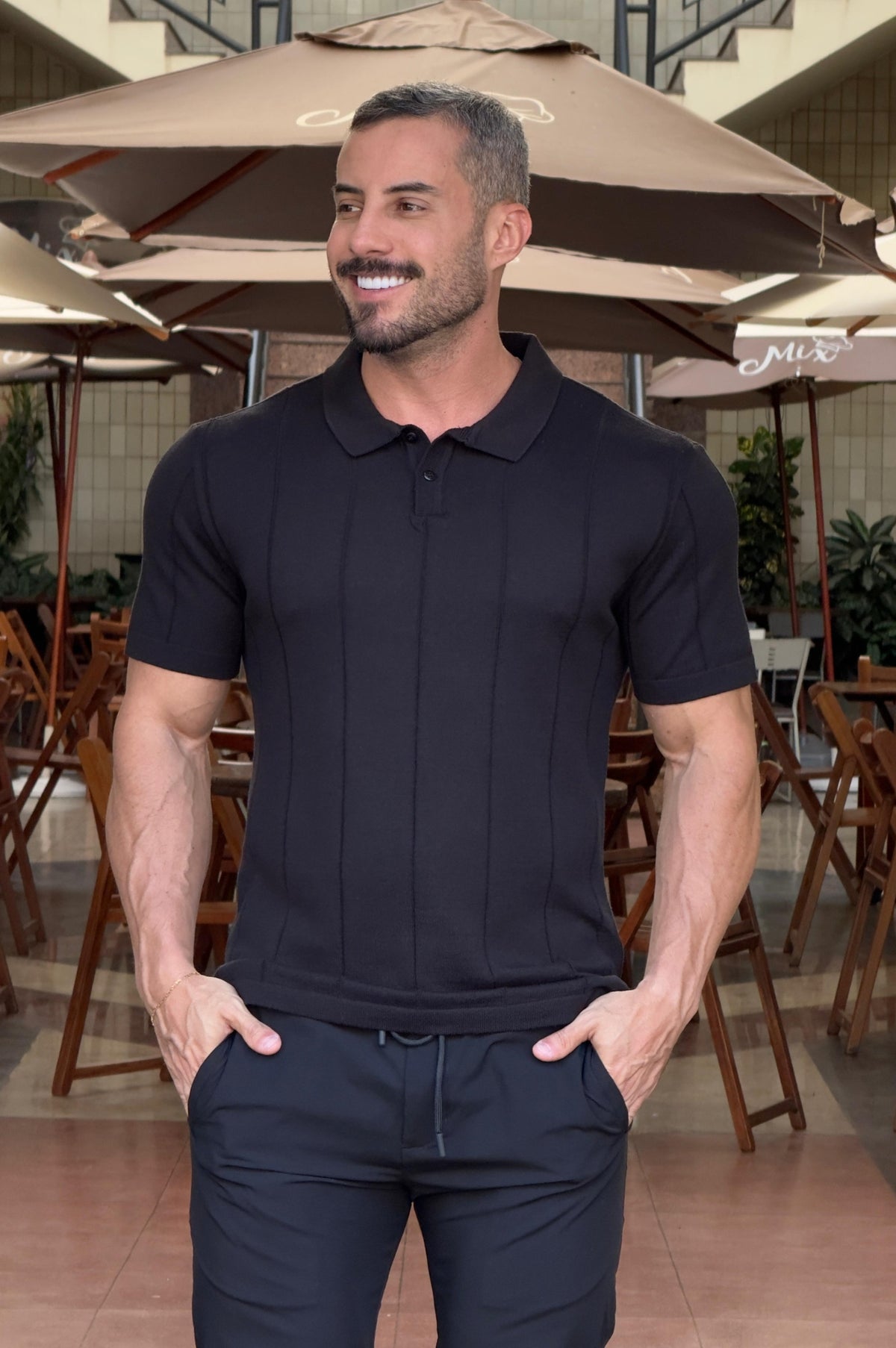Camisa Polo Tricot Preto - Up