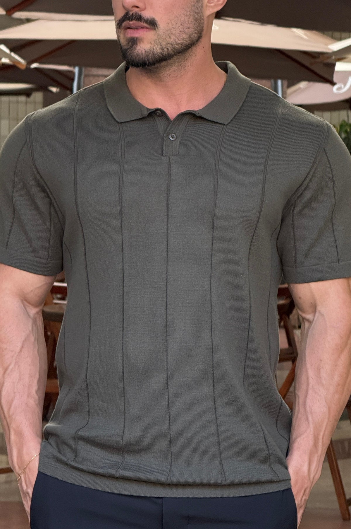 Camisa Polo Tricot Verde Militar - Up