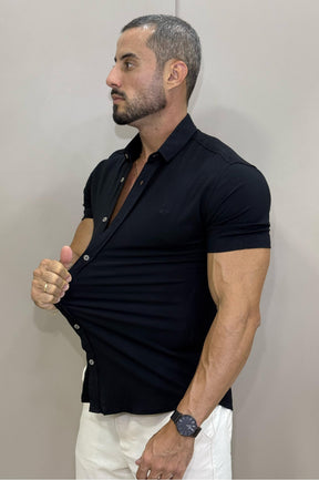 Camisa Resort Slim Fit Gola Italiana Elastano Manga Curta - Up