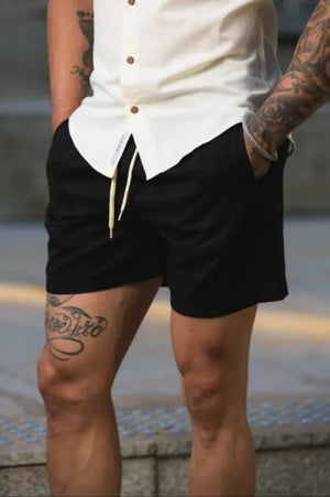 Short Linho com Elastano Preto - Up