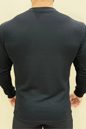 Camiseta Itália Canelada Preto Manga Longa - Up