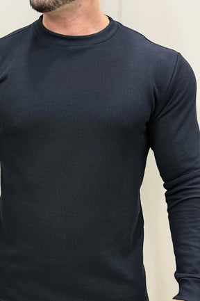 Camiseta Itália Canelada Preto Manga Longa - Up
