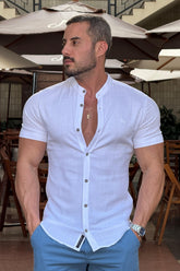 Camisa Resort Gola Padre Slim Fit Elastano Manga Curta - Up