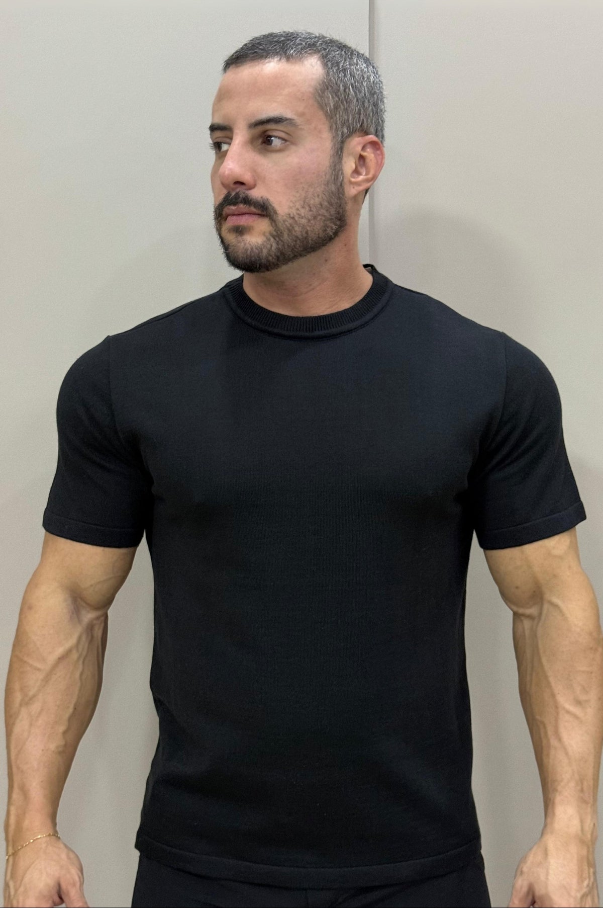 Camiseta Tricot Slim Preto - Up