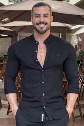 Camisa Resort Slim Fit Gola Padre Elastano Manga Longa - Up