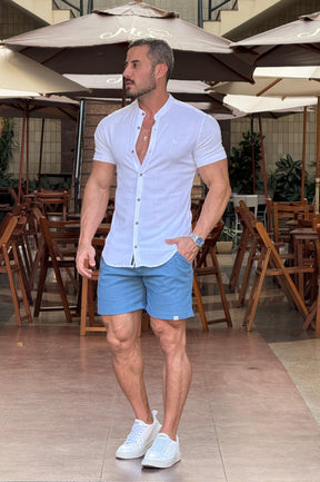 Camisa Resort Gola Padre Slim Fit Elastano Manga Curta - Up