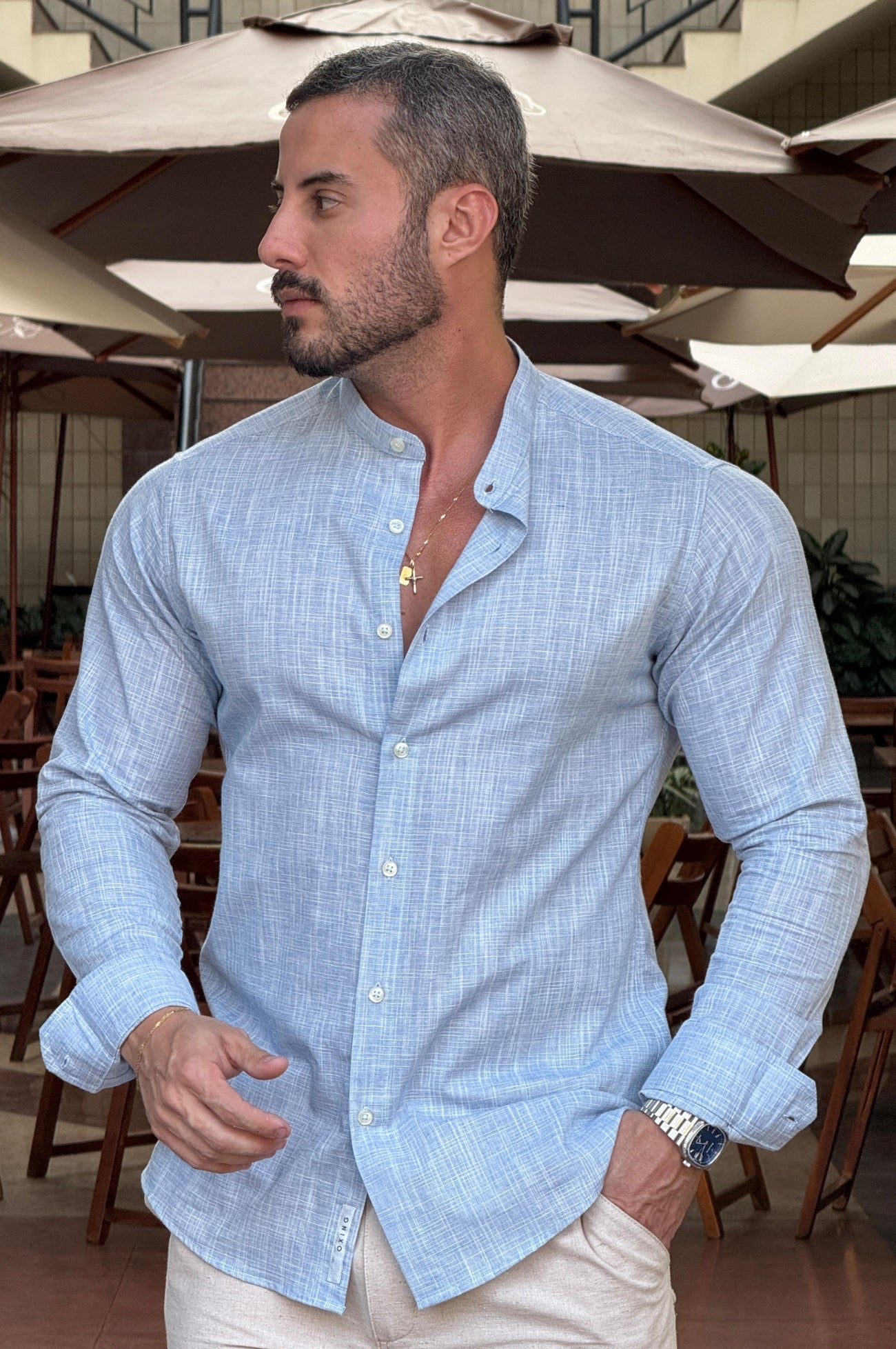 Camisa Linho Gola Padre - Up