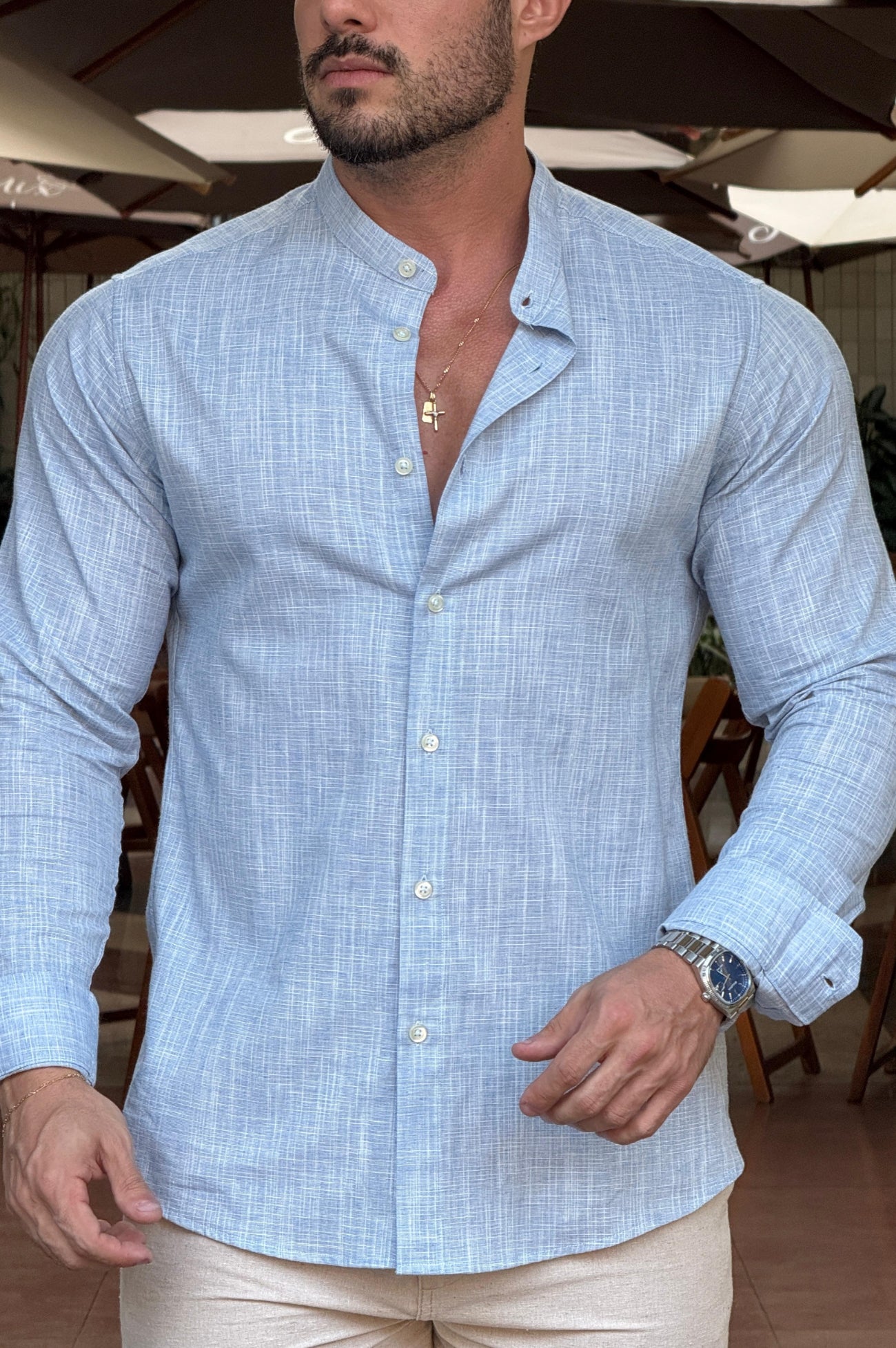 Camisa Linho Gola Padre - Up