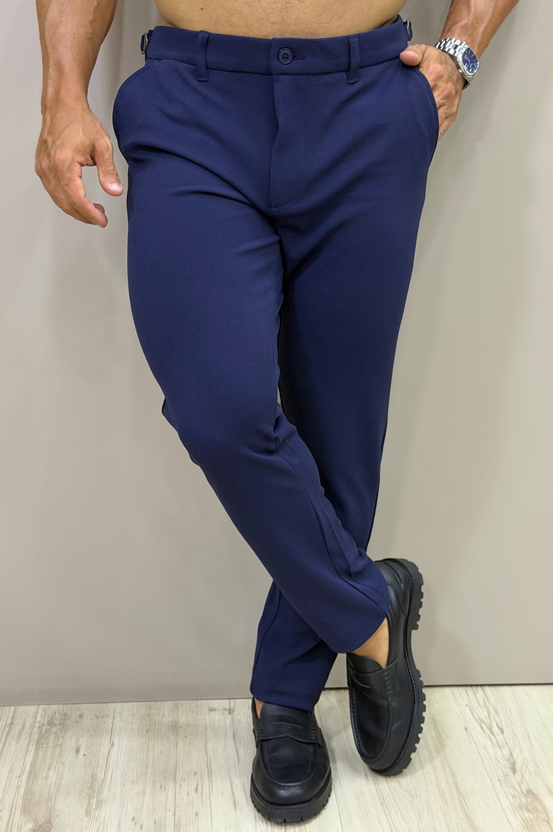 Calça Alfaitaria com Ajuste Lateral Slim Bulggari