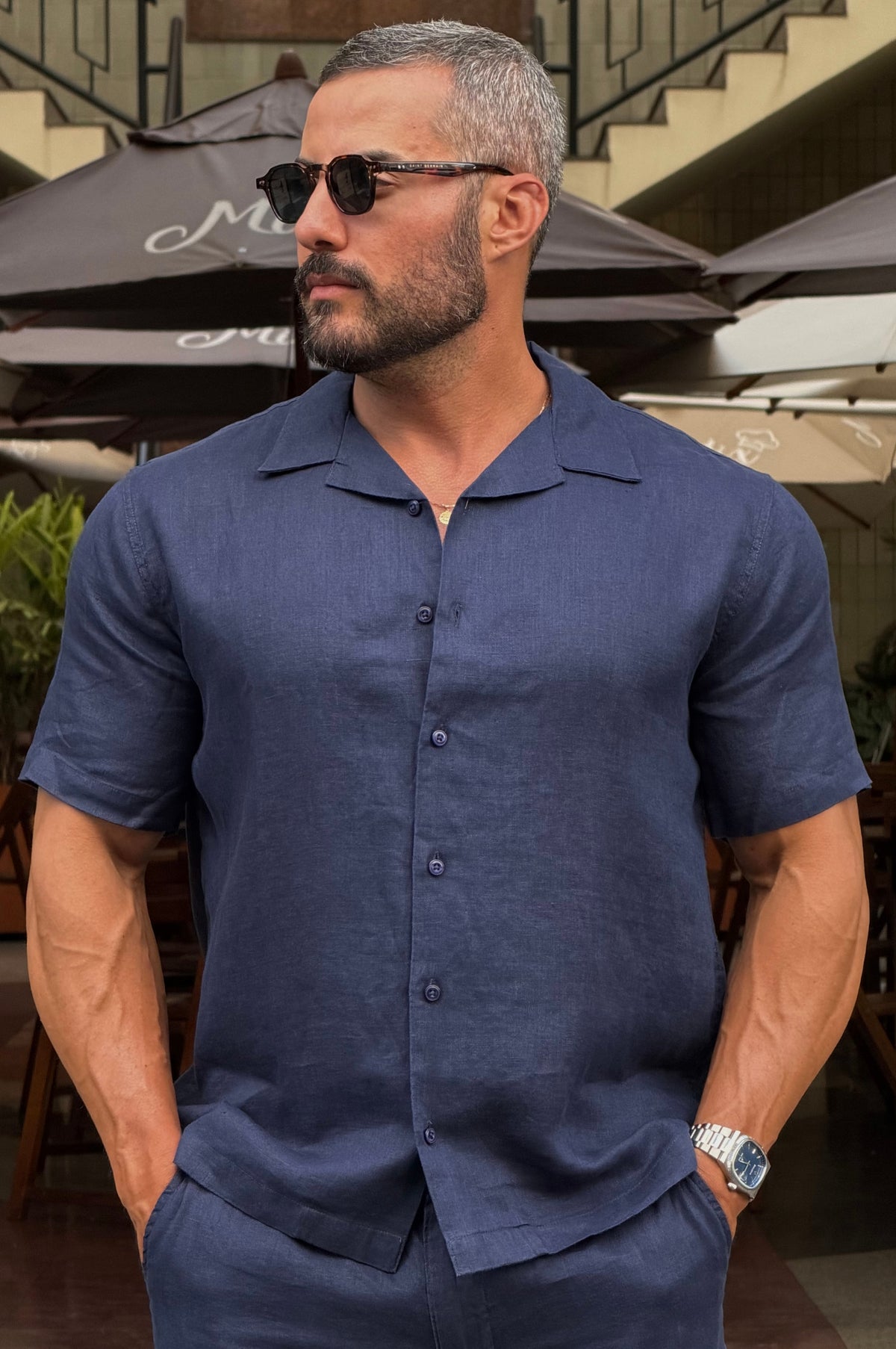 Camisa Linho Mar Manga Curta - Up