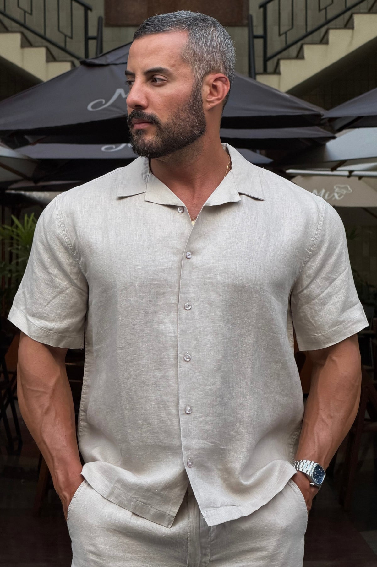 Camisa Linho Mar Manga Curta - Up