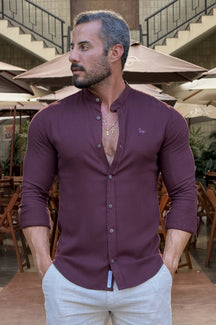 Camisa Resort Slim Fit Gola Padre Elastano Manga Longa - Up