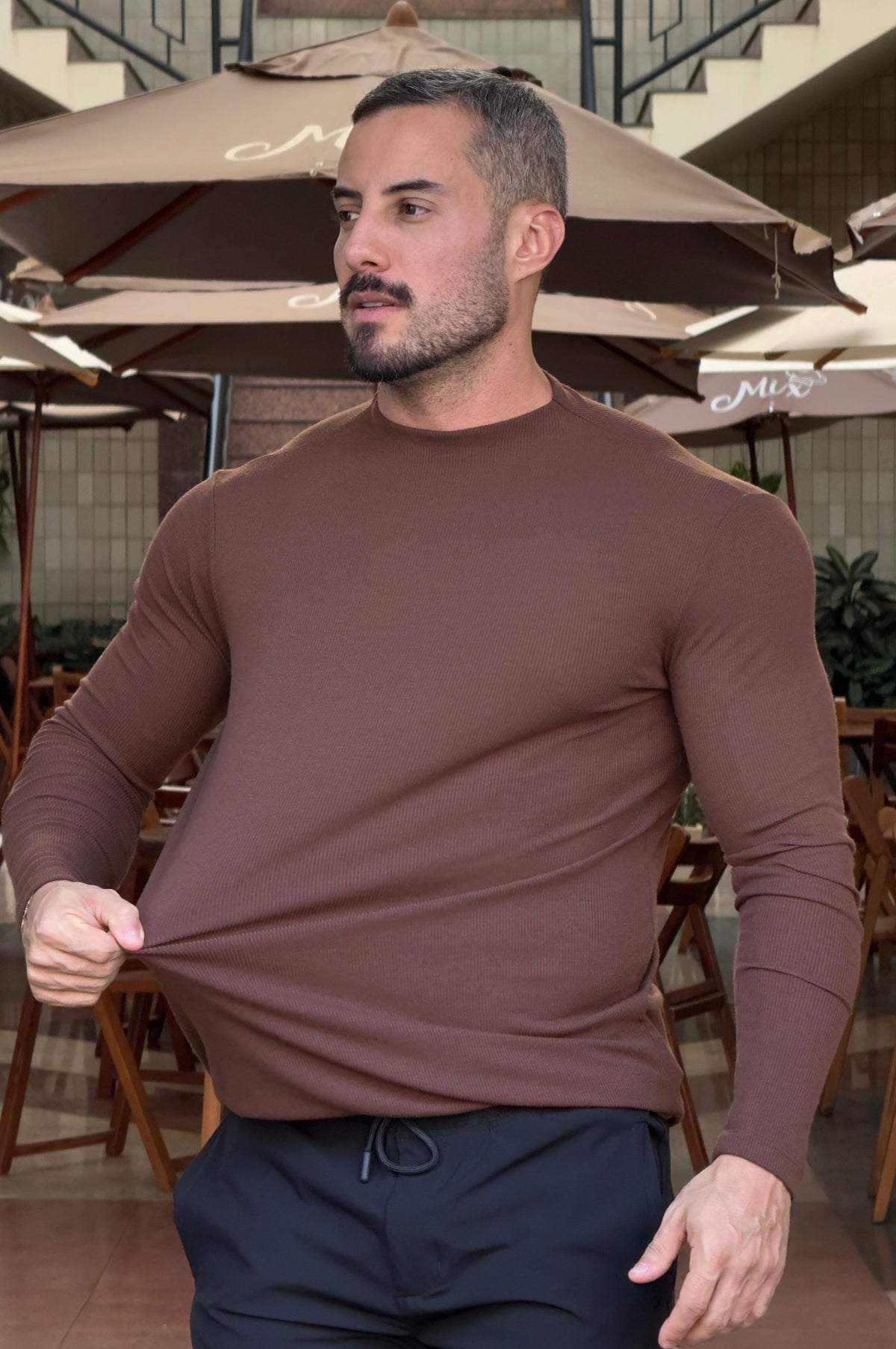 Camisa Aura Marrom Manga Longa - Up