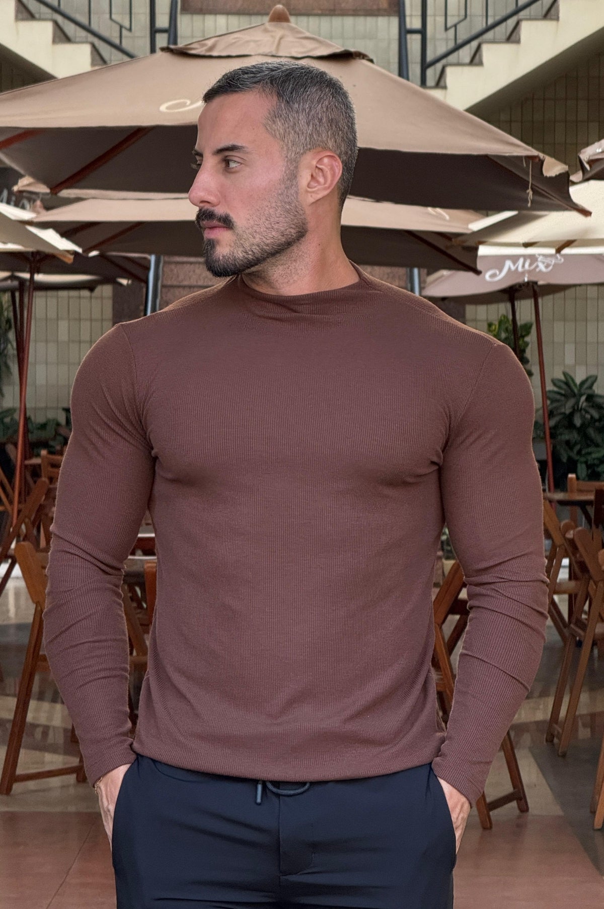 Camisa Aura Marrom Manga Longa - Up