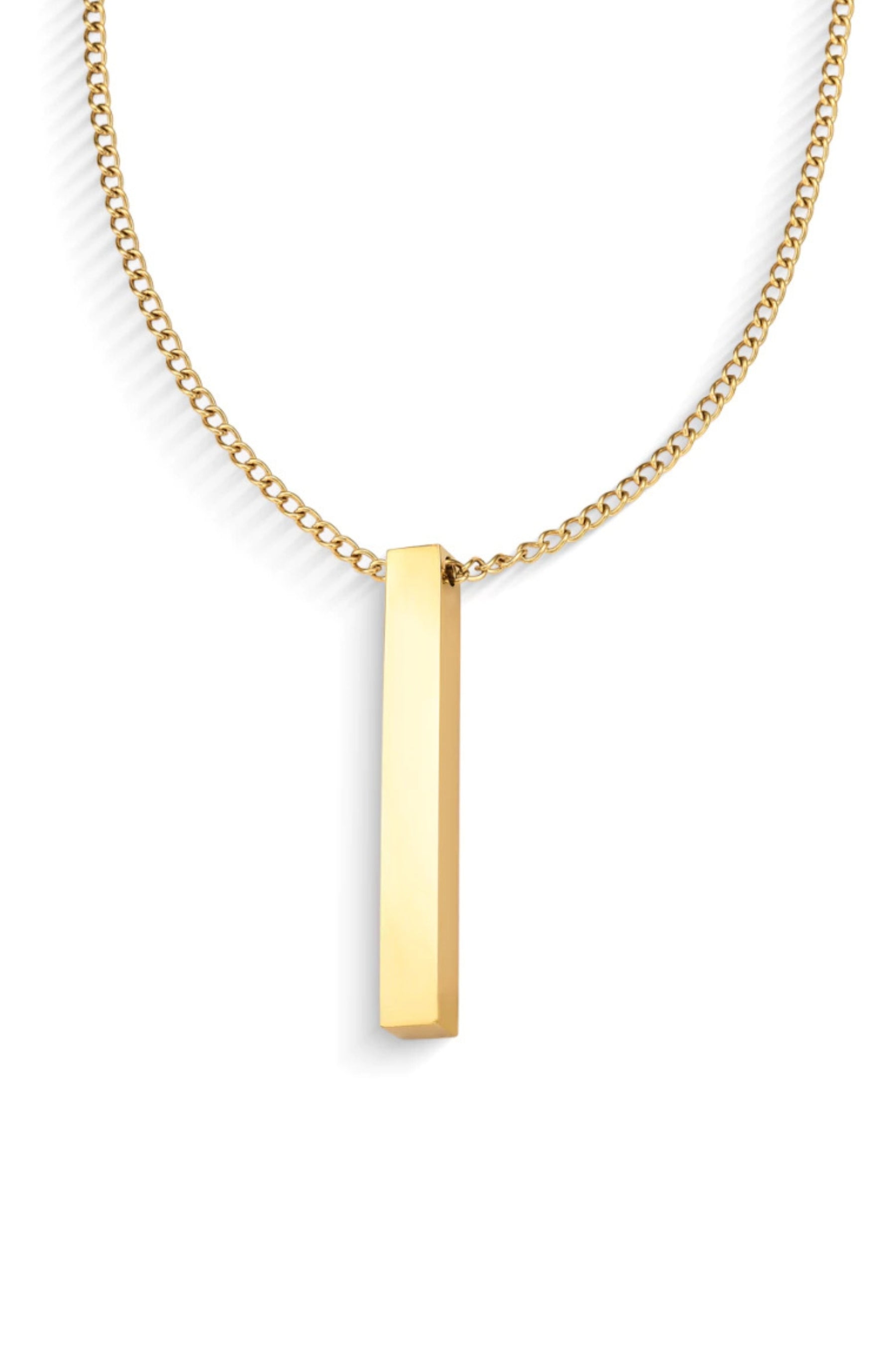 Colar Masculino Dourado com Pingente Barra