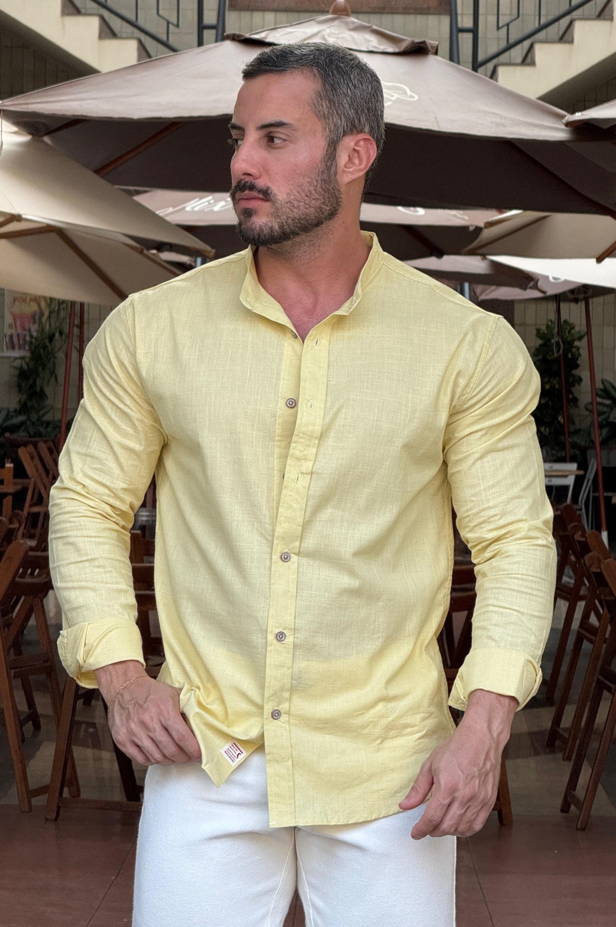 Camisa Linho Gola Padre - Up