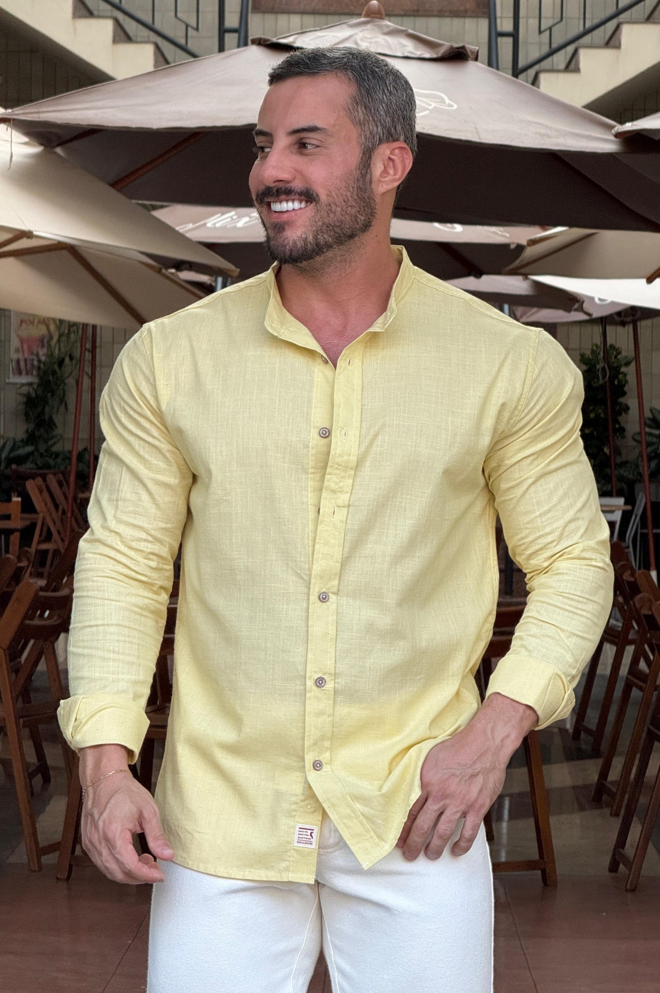 Camisa Linho Gola Padre - Up