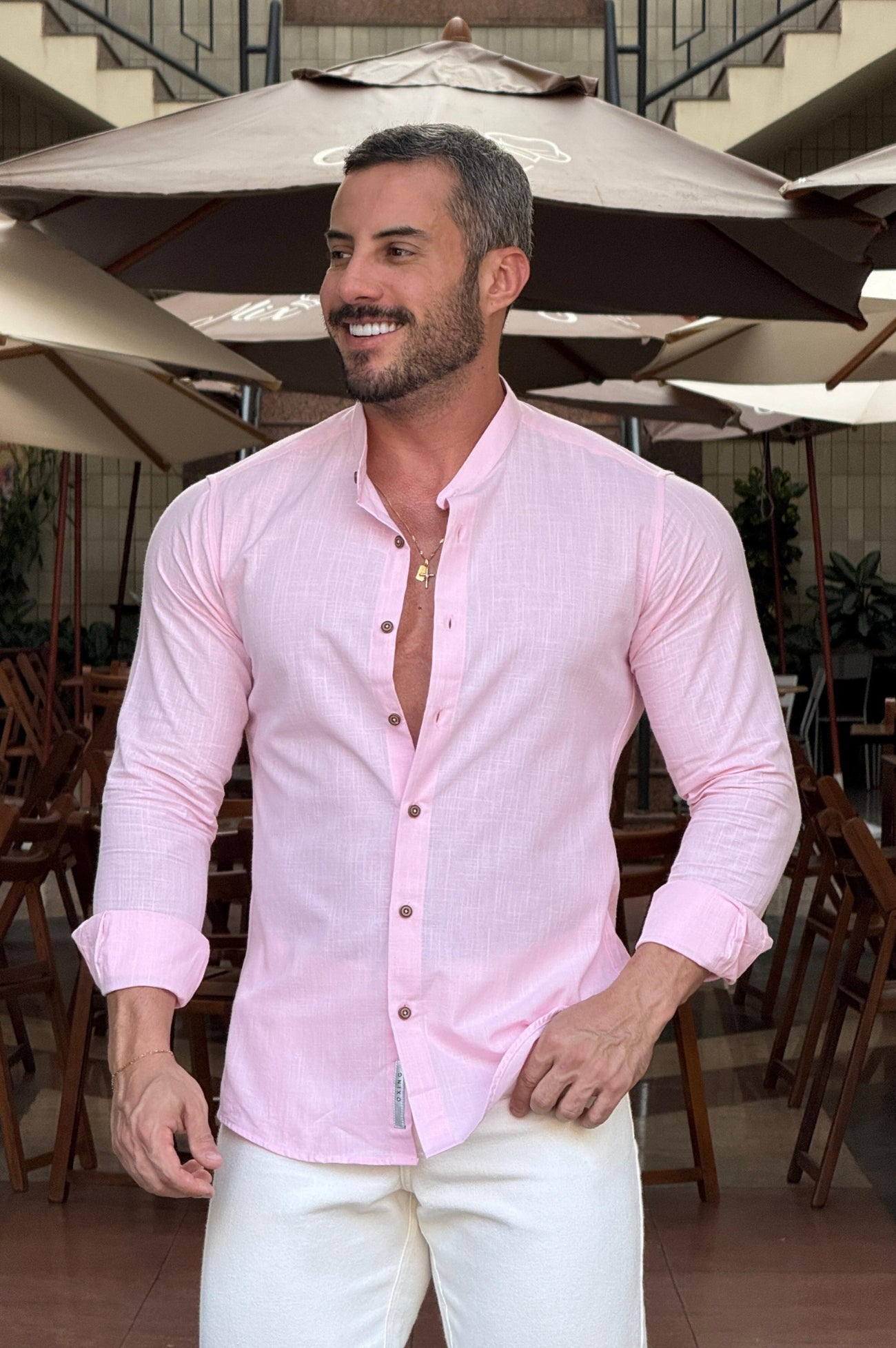 Camisa Linho Gola Padre - Up