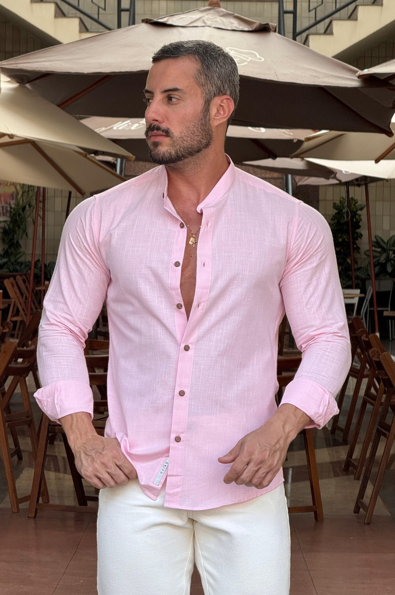 Camisa Linho Gola Padre - Up