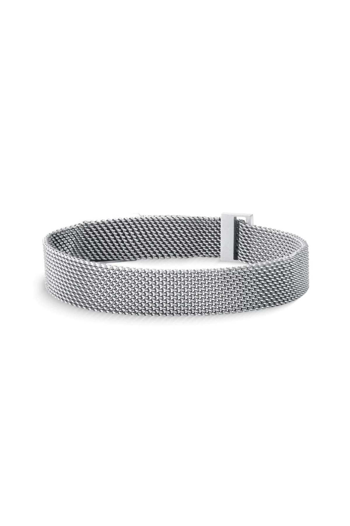 Pulseira Magnética de Malha de PI Aço Inoxidável Prata