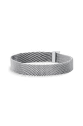 Pulseira Magnética de Malha de PI Aço Inoxidável Prata