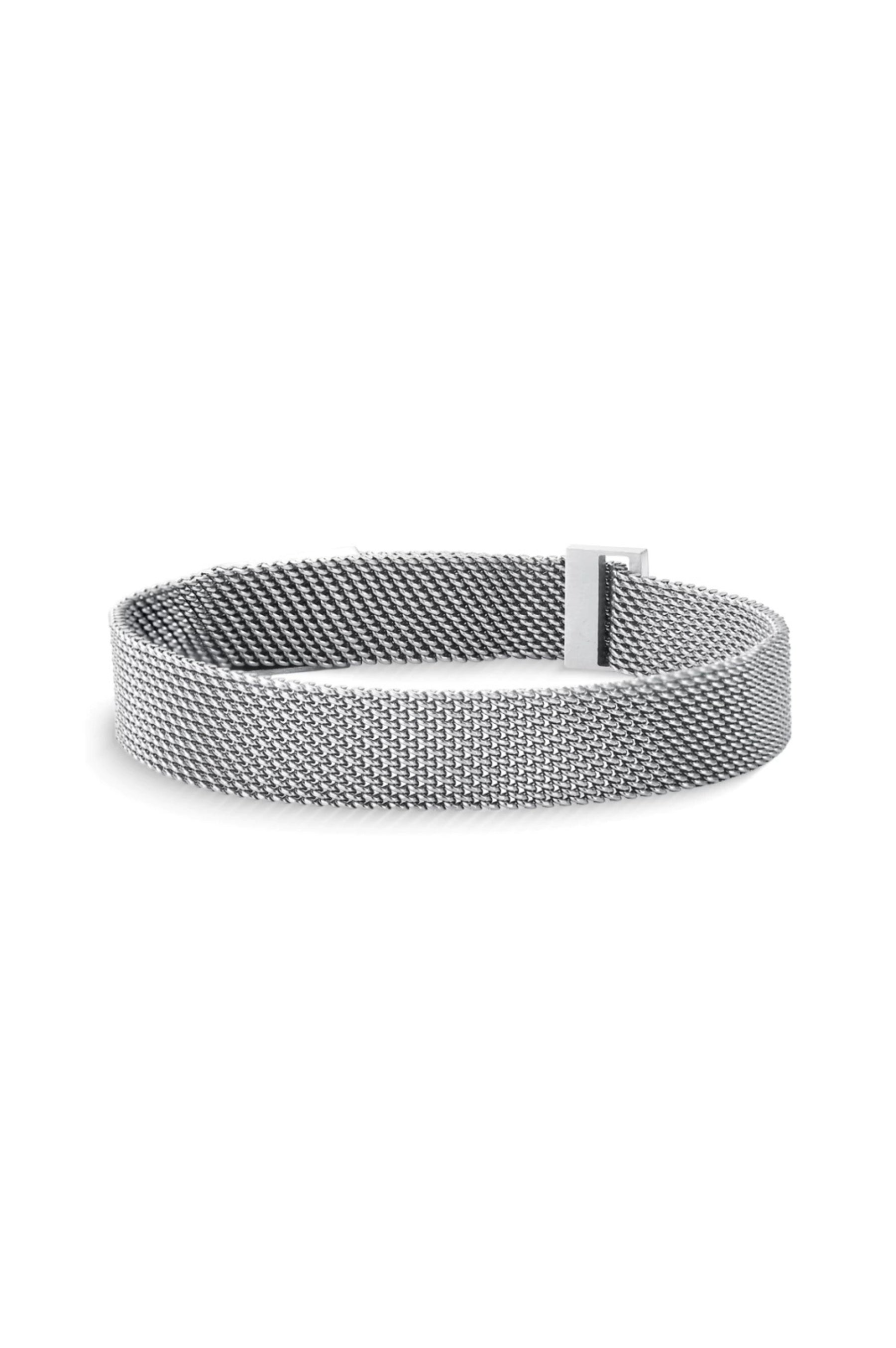 Pulseira Magnética de Malha de PI Aço Inoxidável Prata