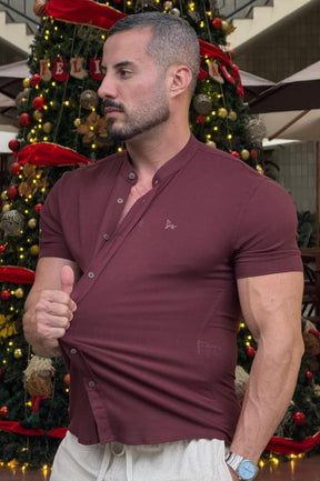 Camisa Resort Gola Padre Slim Fit Elastano Manga Curta - Up