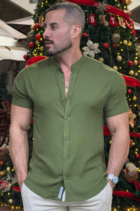 Camisa Resort Gola Padre Slim Fit Elastano Manga Curta - Up