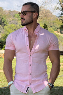 Camisa Resort Slim Fit Gola Italiana Elastano Manga Curta - Up