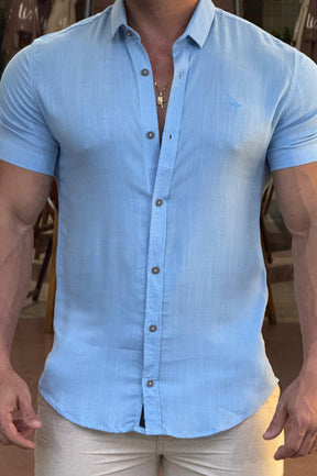 Camisa Resort Slim Fit Gola Italiana Elastano Manga Curta - Up